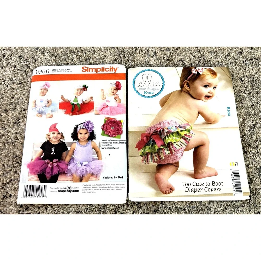 Simplicity #1956 & Elle #K102 baby tutu & appliques sewing patterns (both uncut)